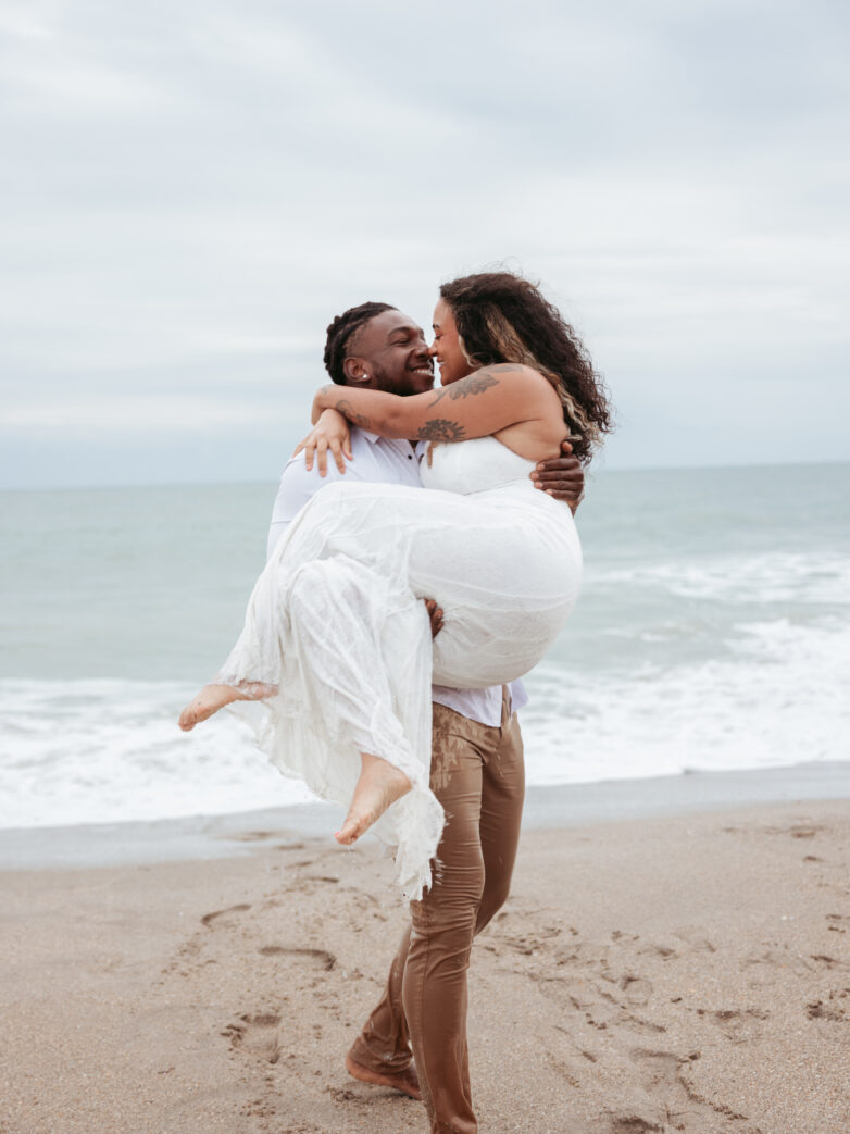 A chilly Beach Engagement Session in Florida